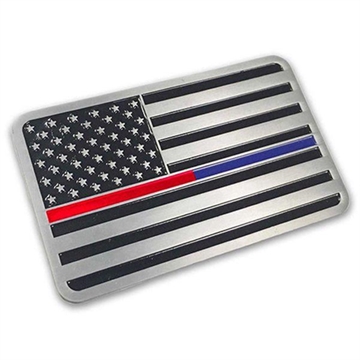 Picture of Thin Blue Line Dual Flag Car Emblem DUAL-CAR-EMBLEM