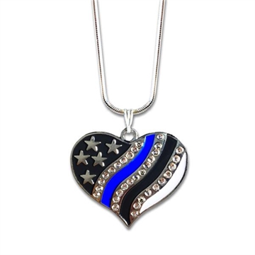 Picture of Thin Blue Line Thin Blue Line Heart Necklace TBL-NECKLACE-HEART