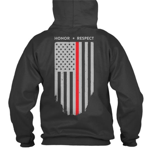Picture of Thin Blue Line Hoodie - Thin Red Line American Flag Honor & Respect TRL-H-BLACK-XL
