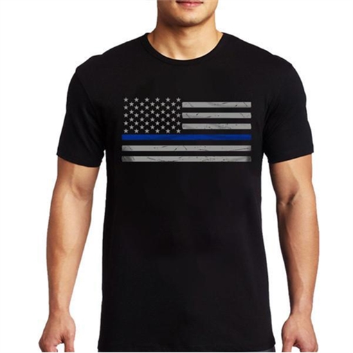Picture of Thin Blue Line Men's - Short Sleeve Classic MEN-TBL-BIG-LOGO-BLACK-LARGE