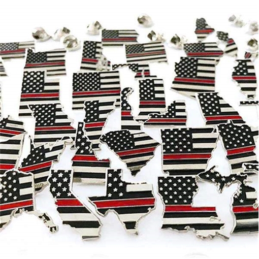 Picture of Thin Blue Line New York, Thin Red Line American Flag Pin NY-TRL-PIN