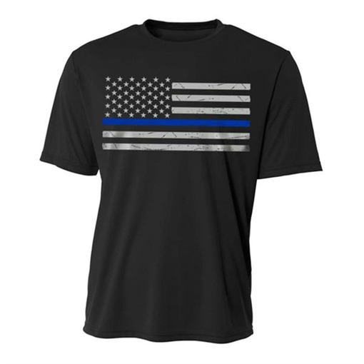 Picture of Thin Blue Line Performance, Polyester Men's T-Shirt - Classic POLY-CLASSIC-BLACK-XL