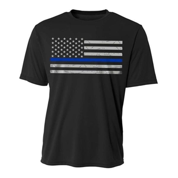Picture of Thin Blue Line Performance, Polyester Men's T-Shirt - Classic POLY-CLASSIC-BLACK-XXL