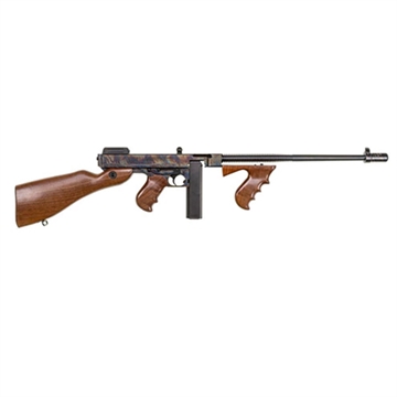 Picture of Thompson 1927A-1 Deluxe 45 ACP Caliber with 18" Barrel, 20+1 Capacity (Stick), Color Case Hardened Metal Finish, American Walnut Stock Wood Grip Right Hand T1CH