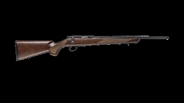 Picture of Tikka T1X Hunter 22 LR 5+1 16" Black Threaded Barrel, Black Drilled & Tapped Steel Receiver, Oiled Fixed Wood Stock, Right Hand JRT1XH300SB