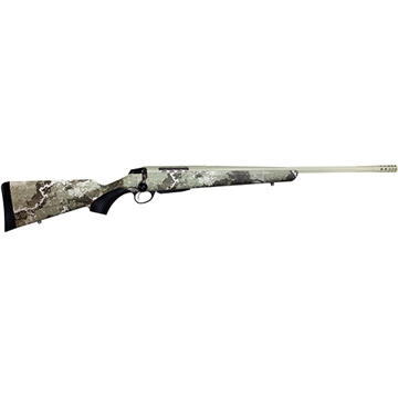 Picture of Tikka T3x Lite, Bolt Action Rifle, 270 WIN, 22.4" Fluted Barrel, 1:10 Twist, Threaded 5/8x24, Veil Alpine Camo, Synthetic Stock, Cerakote Barrel and Action, Green Color, Right Hand, 3Rd, 1 Mag, Includes Matching Muzzle Brake JRTXVA318
