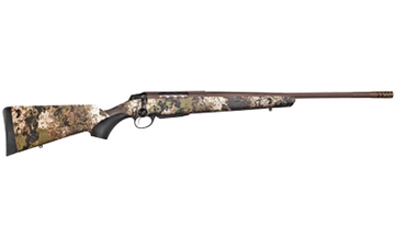 Picture of Tikka T3x Lite, Bolt Action Rifle, 6.5 Creedmoor, 24.38" Fluted Barrel, 1:8 Twist, Threaded 5/8x24, Veil Wideland Camo, Synthetic Stock, Cerakote Barrel and Action, Burnt Bronze Color, Right Hand, 3Rd, 1 Mag, Includes Matching Muzzle Brake JRTXVW382