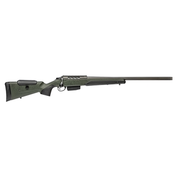 Picture of Tikka T3X Super Varmint, Bolt Action Rifle, 243 Winchester, 23.875" Heavy Varmint Barrel, Threaded 5/8x24, Cerakote Finish, Tungsten, Fluted Bolt, Picatinny Rail, Roughtech Finish Synthetic Stock, Green with Black Webbing, 5 Rounds, 1 Magazine JRTXRSV315