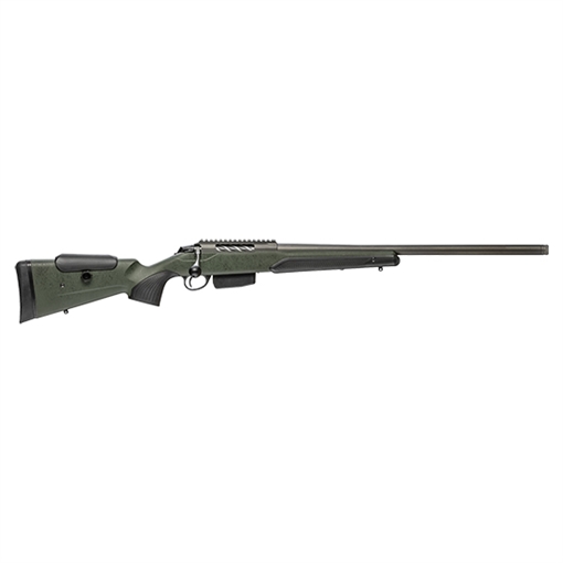 Picture of Tikka T3x Super Varmint 6.5 PRC 5+1 23.70" Barrel, Tungsten Cerakote Metal Finish, Black Webbed Green Roughtech Stock JRTXRSV319