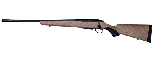 Picture of Tikka T3x Lite 308 Win 3+1 20" Fluted/Threaded, Black Barrel/Rec, Black Webbed Tan Roughtech Synthetic Stock, Interchangeable Grip, Muzzle Brake (Left Hand) JRTXRT416