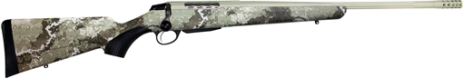 Picture of Tikka T3x Lite, Bolt Action Rifle, 6.5 Creedmoor, 24.38" Fluted Barrel, 1:8 Twist, Threaded 5/8x24, Veil Alpine Camo, Synthetic Stock, Cerakote Barrel and Action, Green Color, Right Hand, 3Rd, 1 Mag, Includes Matching Muzzle Brake JRTXVA382