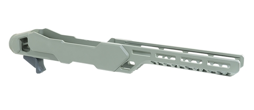 Picture of Timber Creek Outdoors Enforcer Rifle Chassis OD Green Aluminum Fits Ruger 10/22 Compatible w/ MSR Buffer Tubes ERC1022OD