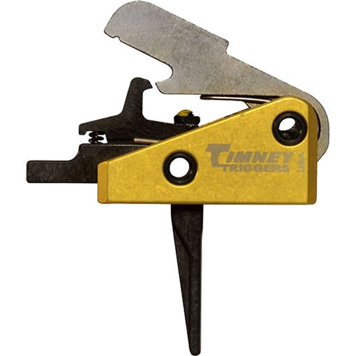 Picture of Timney Triggers Competition Trigger Single-Stage Straight Trigger with 3 lbs Draw Weight & Black/Gold Finish for AR-15 667SST