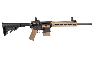 Picture of Tippmann Arms Company M4-22 LTE Compliant, Semi-automatic Rifle, AR, 22 LR, 16" Barrel, Matte Finish, Black with Flat Dark Earth Accents, Composite Free Float Handguard, Front/Rear Flip Sights, M4 Collapsible Stock, 10 Rounds, 1 Magazine A101336