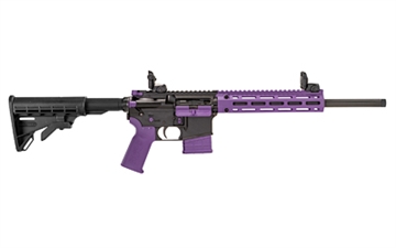 Picture of Tippmann Arms Company M4-22 LTE Compliant, Semi-automatic Rifle, AR, 22 LR, 16" Barrel, Matte Finish, Black with Purple Accents, Composite Free Float Handguard, Front/Rear Flip Sights, M4 Collapsible Stock, 10 Rounds, 1 Magazine A101335