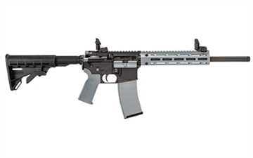 Picture of Tippmann Arms Company M4-22 LTE Accent, Semi-automatic Rifle, AR, 22 LR, 16" Threaded Barrel, Threaded 1/2x28, Matte Finish, Black with Gray Accents, Composite Free Float Handguard, Front/Rear Flip Sights, M4 Collapsible Stock, 25 Rounds, 1 Magazine A101226