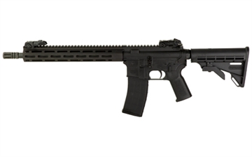 Picture of Tippmann Arms Company M4-22 Elite Compliant, Semi-automatic Rifle, AR, 22 LR, 16" Barrel, Aluminum MLOK Handguard, Faux Slip Fit Flash Hider, Matte Finish, Black, M4 Collapsible Stock, Front/Rear Flip Sights, 1 Magazine, 10 Rounds A101036