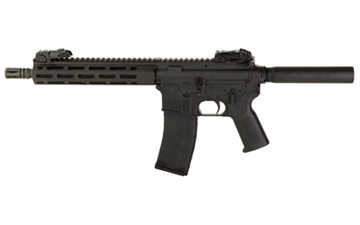 Picture of Tippmann Arms Company M4-22 Elite, Semi-Automatic Pistol, AR, 22 LR, 11" Barrel, Aluminum MLOK Handguard, Matte Finish, Black, Pistol Tube, Front/Rear Flip Sights, 1 Magazine, 25 Rounds A101031