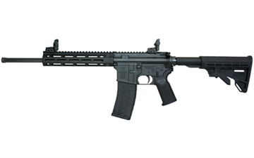 Picture of Tippmann Arms Company M4-22 Pro Compliant, Semi-automatic Rifle, AR, 22 LR, 16" Fluted Barrel, Composite MLOK Handguard, Faux Slip Fit Flash Hider, Matte Finish, Black, M4 Collapsible Stock, Front/Rear Flip Sights, 1 Magazine, 10 Rounds A101092