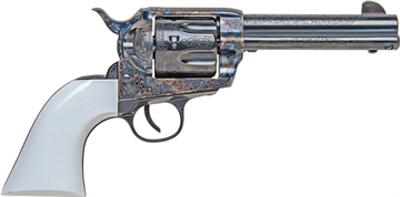 Picture of Traditions 1873 Froniter 45 Colt (LC) 6rd 4.75" Blued Barrel & Cylinder Color Case Hardened Steel Frame White PVC Grip SAT73110BTM