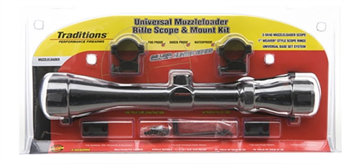 Picture of Traditions Muzzleloader Scope Pack 3-9x 40mm Duplex Reticle Matte Black Includes Medium Rings & 2 Piece Base A1171
