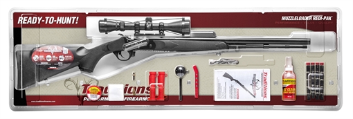 Picture of TRADITIONS REDI-PAK BUCKSTALKER RBP 50 CAL 24 IN BLUED BBL BLK SYN W SCOPE/ACC`S ( 3 PER CASE ) CLAM RS5-72000840