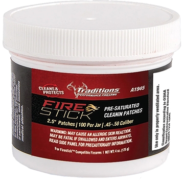 Picture of TRADITIONS MUZZLELOADING FIRESTICK SATURATED CLEANING PATCHES( 6 PER CASE ) A1945