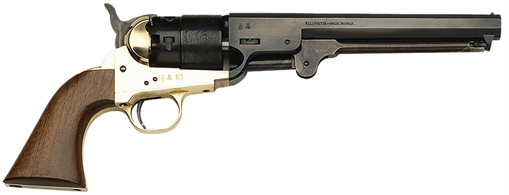 Picture of Traditions 1851 Navy Break Open 44 Cal #11 Percussion 7.50" 6 Shot Brass Frame Blued Barrel & Cylinder Walnut Grip FR18511
