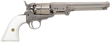 Picture of Traditions 1851 Navy Break Open 44 Cal #11 Percussion 7.50" 6 Shot Nickle Engraved Simulated Ivory Grip FR185117