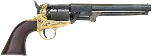 Picture of Traditions 1851 Navy Break Open 44 Cal #11 Percussion 7.50" 6 Shot Brass Engraved Frame Blued Engraved Barrel Blued Cylinder Walnut Grip FR185118