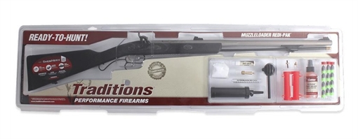 Picture of TRADITIONS SHEDHORN REDI-PAK .50CAL 26IN BARREL STAINLESS CERAKOTE SYNTHETIC BLACK / MUSKET RS391050