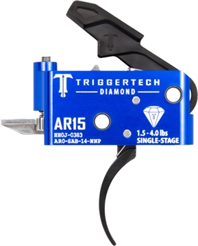 Picture of TriggerTech Trigger, Diamond Curved Trigger, Single Stage, Adjustable, 1.5-4.0LB Pull Weight, PVD Finished Hammer and Trigger Shoe, Anodized Finish, Blue AR0-SAB-14-NNP AR0SAB14NNP