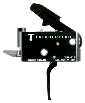 Picture of TriggerTech Trigger, 2.5-5.0LB Pull Weight, Fits AR-15, Adaptable Flat Trigger, Two Stage, Adjustable, Black Finish, Includes Installation Tools, Instruction Book, & TriggerTech Patch AR0-TBB-25-NNF AROTBB25NNF