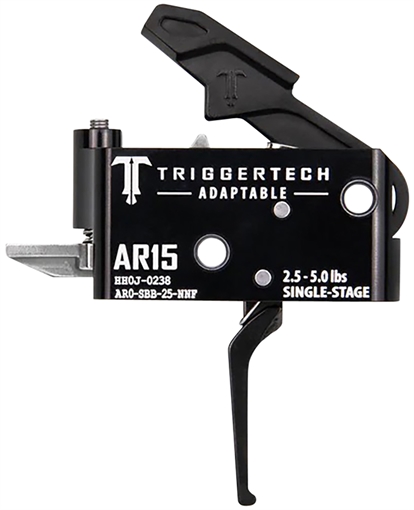 Picture of TriggerTech Trigger, Adaptable Flat Trigger, Single Stage, Adjustable, 2.5-5.0LB Pull Weight, PVD Finished Hammer and Trigger Shoe, Anodized Finish, Black, Fits AR-15 AR0-SBB-25-NNF AR0SBB25NNF