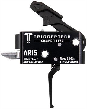 Picture of TriggerTech Trigger, Competitive Flat Trigger, Single Stage, 3LB Pull Weight, PVD Finished Hammer and Trigger Shoe, Anodized Finish, Black, Fits AR-15 AR0-SBB-33-NNF AR0SBB33NNF