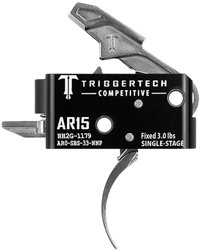Picture of TriggerTech Trigger, Competitive Curved Trigger, Single Stage, 3LB Pull Weight, Stainless Hammer and Trigger Shoe, Anodized Finish, Black, Fits AR-15 AR0-SBS-33-NNP AR0SBS33NNP