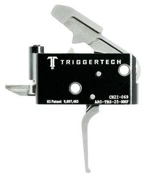 Picture of TriggerTech Trigger, 2.5-5.0LB Pull Weight, Fits AR-15, Adaptable Flat Trigger, Two Stage, Adjustable, Stainless Finish, Includes Installation Tools, Instruction Book, & TriggerTech Patch AR0-TBS-25-NNF AROTBS25NNF