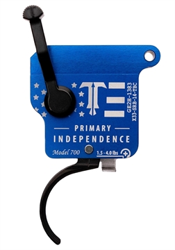 Picture of TriggerTech Primary Independence Single-Stage Curved Trigger with 1.50-4 lbs Draw Weight, Red & Blue with White Engraving Finish for Remington 700 X33SRB14TBC