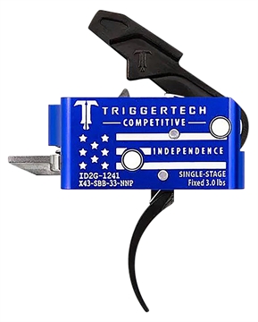 Picture of TriggerTech X43SBB33NNC Competitive Independence Pro Curved Two-Stage Trigger, Blue & White Engraved Flag Housing, Fits AR-15 X43SBB33NNP