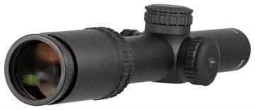 Picture of Trijicon 1900001 AccuPower 1-4x 24mm Obj 97.50-24.20 ft @ 100 yds FOV 30mm Tube Black Finish Illuminated Green MOA-Dot Crosshair (SFP) 719307401938