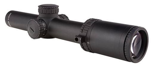Picture of Trijicon 1900007 AccuPower 1-4x 24mm Obj 97.50-24.20 ft @ 100 yds FOV 30mm Tube Black Finish Illuminated Green Segmented Circle Dot Crosshair (SFP) 719307401990