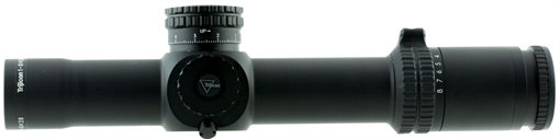 Picture of Trijicon 1900029 AccuPower 1-8x 28mm Obj 109.20-13.10 ft @ 100 yds FOV 34mm Tube Black Finish Illuminated Green Segmented Circle Crosshair Mil (FFP) 719307402454