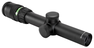 Picture of Trijicon AccuPoint Black Hardcoat Anodized 1-4x 24mm 30mm Tube Illuminated Green Triangle Post Reticle 200057