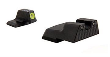 Picture of Trijicon 600895 HD XR Night Sight Set Green Tritium/Yellow Outline Front, Green Tritium Rear, Black Frame, Fits H&K VP9/45C/45C Tactical/P30/P30L/P30SK 600895 HK610-C-600895