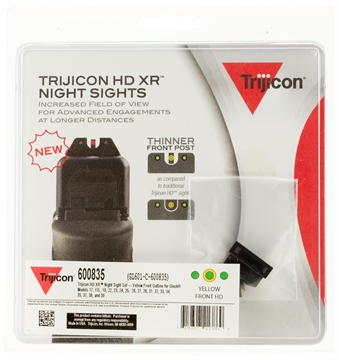 Picture of Trijicon HD XR Night Sights Green/Tritium Yellow Outline Front Sight-Green Tritium Black Outline Rear Sight Glock 17/17L/19/22 Standard Frame 600835
