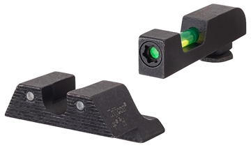 Picture of Trijicon DI Night Sight Set Green Tritium/Fiber Optic/Black Outline Front, Green Tritium Rear, Black Frame, Fits Glock 42/43/43X/48 Excludes MOS 601106
