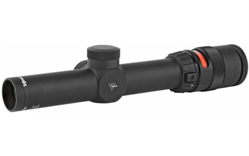 Picture of Trijicon 200061 TR24R: AccuPoint 1-4 x 24 Riflescope w/ BAC Red Triangle Post Reticle 30 mm Tube TRI-200061