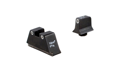 Picture of Trijicon Suppressor/Optic Height Sights Green/Tritium White Outline Front Sight-Green/Tritium White Outline Rear Sight Glock 17/17L/19 Standard Frame 600649