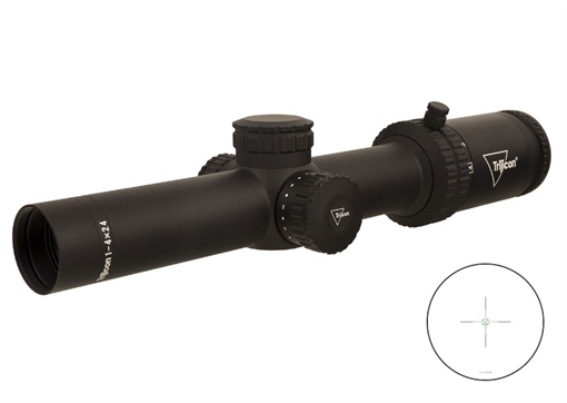 Picture of TRIJICON SCOPE CREDO 1-4X24 SFP GREEN BDC SEGMENTED CIRCLE 223 55GR 30MM TUBE MAT BLACK CAP ADJUST CR424-C-2900014