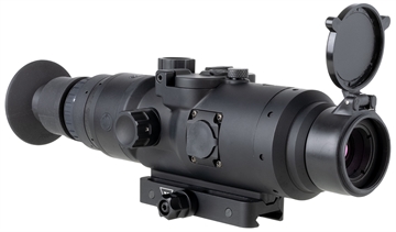 Picture of Trijicon Electro Optics IR-Hunter, Type 3, Thermal Weapon Sight, 1.2X Optical Magnification, 1-8X Digital Zoom, 1.2-9.6X Combined Magnification, 24mm Objective, Multiple Reticles, 640x480 Pixels, 30Hz/60Hz Frame Rate, Q-LOC Picatinny Rail Mount, Black HUNTER-24-3 HUNTER243